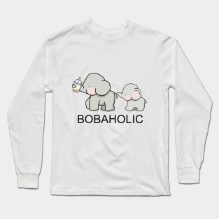 Cute Little Bobaholic Elephants Love Boba! Long Sleeve T-Shirt